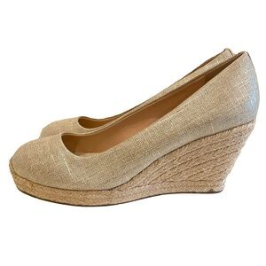 J. Crew Gold Metallic Espadrille Shoes with Textured Toe, Office Formal Size 10